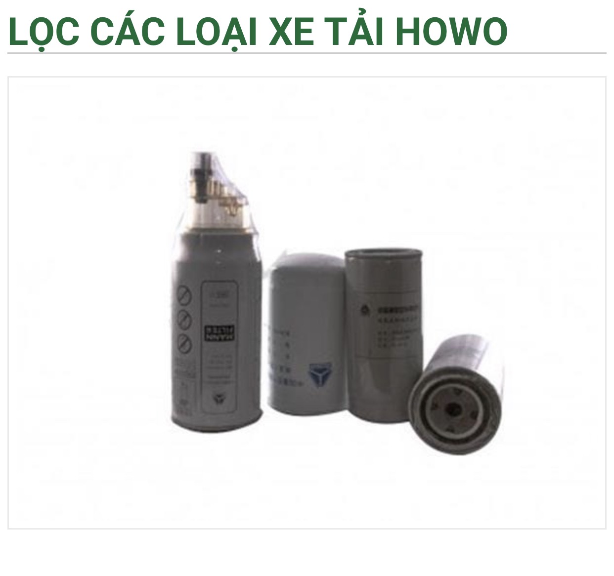 Lọc các loại xe tải